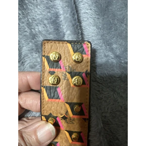 MCM Womans Leather Cuff Snap Bracelet Monogram MCM Pre-Loved - Picture 5 of 10